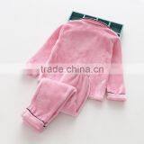 Wholesale Solid Color Flannel Two Piese Sets Children Pajamas thumbnail-3