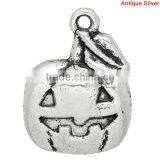Iron Based Alloy Pendants Halloween Pumpkin Antique Silver Stripe 19.5mm x 14mm thumbnail-1