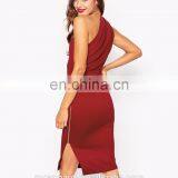 Latest Dress Design Slim Fit New Fashion Red One Shoulder Women Party Dres thumbnail-3