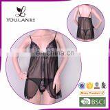 China Supplier Fitness Young Lady Black Sexy Bedroom Wear Nighty Lingerie thumbnail-1