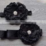 2 Pcs Set Laced Peony Flower Sash Belt Matching Headband For Kids thumbnail-6