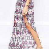 OEM Service China Factory Maxi Long Floral Plunge Spaghetti Strip Cross Back Side Split Beach Trendy Dress 2017 thumbnail-4