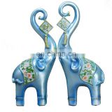 one pair unique blue elephant with flower back for wedding decoration and gifts