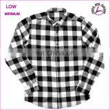 Mens Black White Check Pattern Cotton Shirt Long Sleeve Thick Flannel Shirt thumbnail-1