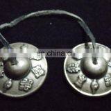 Old Tibetan Buddhist Bronze 6 Mantras Tingsha Cymbals Vintage-Tibet-Tibetan-Nickel-Tingsha-Cymbals-Auspicious-Symbols Buddhist thumbnail-1
