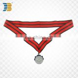cheap custom silver weight lifting award sports medal with ribbon