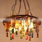 Retro Chandelier Cafe Colored Glass Wine Bottle Pendent