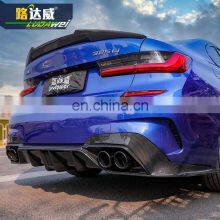 Carbon Black Rear Bumper Lip Rear Diffuser With LED for BMW 3series G20 Msport thumbnail-4