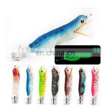 12G/8CM Flash Fishing Hard Lure Luminous Squid Jig Lures Wood Shrimp With Button Batter thumbnail-2