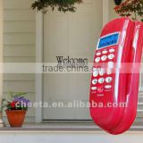 red wall phone with caller id
