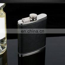 Portable Alcohol Stainless Steel Whisky PU Leather 8oz 6oz Matt Engraved Black Big Hip Flask thumbnail-5