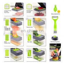 Home Kitchen Gadgets 14-in-1 Manual Salad Onion Food Mandoline Dicer and Slicer Veggie Chopper Vegetable Cutter With Container thumbnail-3