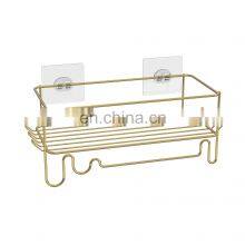 Durable Wall Mounted Bathroom Shower Wire Rack With Adhesive Magic Sticker Metal Single-Layer Storage Holders & Racks thumbnail-5