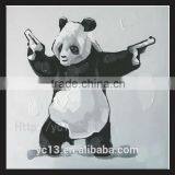 Hand Painted Canvas Decoration Framed Wall Art Gunners Panda Oil Painting YB-35 thumbnail-2