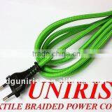 Lamp Textile Power Cord With Green Braided Cover