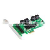 Marvell Chipset 8 Ports SATA 6GB PCI Express Controller Card PCI-e to SATA 3.0 Converter Supports NCQ & Port Multiplier FIS