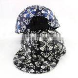 Punk Rock Flower Printed PU Leather Fabric Flat Hiphop Streetdance Cap thumbnail-3
