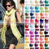 Wholesale Fringed 70% Pashmina 30% Silk Solid Color Plain Pashmina Scarf Quality Choice Most Popular thumbnail-1