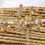 RG1090 Wholesale Double Stone Agate Druzy Ring,Gold Plated Two Agate Druzy Geode Ring Quality Choice thumbnail-1