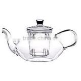 crystal glass teapot with handle