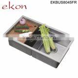 Wholesale Prices Handmade Stainless Steel Double Bowl Under Mount Kitchen Sinks thumbnail-1