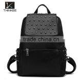 China Shop 2016 Newest Black Rivet Leather Backpack for Girs