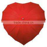 16ribs Fashion Red Color Love Heart Shape Straight Umbrella