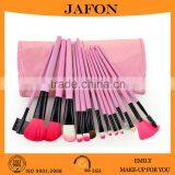 15pcs Lovely Pink Makeup Brush With Wood Handle, Synthetic Hair And PU Case