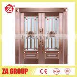 Entry double glass copper door