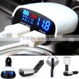 Dual LED Display USB Car Charger For Samsung Galaxy S6 Note 5 4 iPhone HTC White