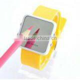 New Silicone Band Red LED Digital Lady Men Sport Wrist Mirror Watch
