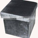 Luxury!! Slilver Velvet Foldable Storage Ottoman thumbnail-1