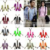 2017 New Mens Suspenders solid Adjustable 6 Button hole Leather Fittings Braces