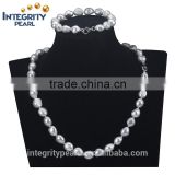 11mm silver grey color AA grade baroque irregular natural pearl set designs