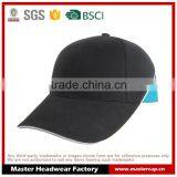 6 Panel Blank Cotton Baseball Cap With Stripe