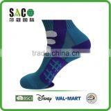 White Three Stripe Well Shape Pattern Dark Green and Blue Nylon Sports Socks thumbnail-2