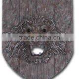 Skull Metal Plaque Embossed Wooden Wall Shield thumbnail-1