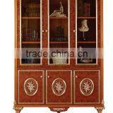 Luxury Executive Office Desk/Reading Table, Exquisite Carved Wood 3 Door Bookcase, Graceful Home Office Furniture thumbnail-3