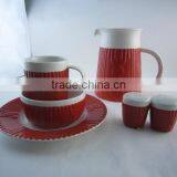 Glazed Porcelain Breakfast Set With Peper and Salt Set thumbnail-1