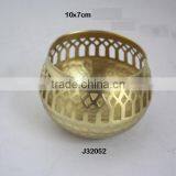 Aluminium Votive With Hand Cut Geometric Patterns in Brass Finish Can be Made in Other Finish thumbnail-1