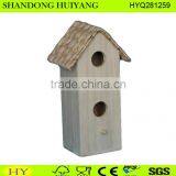 Cheap Unfinished Natural Paulownia Wood Bird Cage With Maize Leaf Roof thumbnail-1