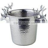 Nickle Plated Hammered Unique Deer Handle Wine Bucket thumbnail-1