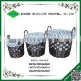 High Quality Hand Knitting Black Wicker Laundry Basket thumbnail-1