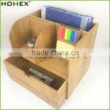 Big Size File Organizer Holder With Bamboo Drawer and Office Organizer/Homex_FSC/BSCI Factory thumbnail-1