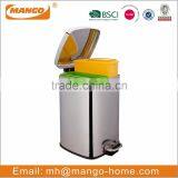 Foot Pedal Two Compartments Stainless Steel Recycle Bin thumbnail-1