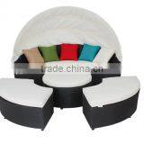 Fashion Design Patio Furniture Poly Wicker Round Daybed With Canopy Modular Sunbed thumbnail-4