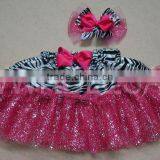 2012new Fashion Lovely Zebra Glitter Tulle Skirts Chiffon Skirts With Match Hair Clip Set thumbnail-1