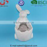 BSCI Audit Factory New Design Easter Bunny With Cart Decorative Ceramic Candy Dish thumbnail-2