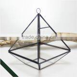 Fat Diamond Shaped Glass Greenhouse Four Drill Copper Wash Black Succulent Flower Vase thumbnail-2