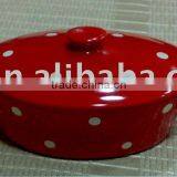 Ceramic Mini Casserole With White Dots Design thumbnail-1